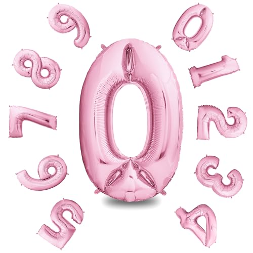 envami® Geburtstagsdeko Mädchen 0 XXL - 0 Geburtstag Deko Rosa 101CM - Deko 0 Geburtstag Mädchen - Luftballon 0. Geburtstag Mädchen - Geburtstag Zahlen - Folienballon 0 Geburtstag Helium von envami
