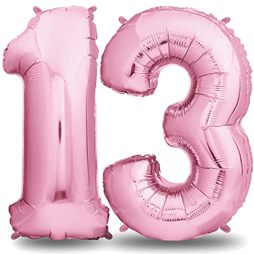 envami® Geburtstagsdeko Mädchen 13 Jahre XXL - 13 Geburtstag Deko Rosa 101CM - Deko 13 Geburtstag Mädchen - Luftballon 13. Geburtstag Mädchen - Geburtstag Zahlen - Folienballon 13 Geburtstag Helium von envami
