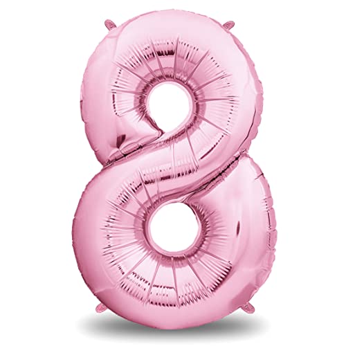 envami® Geburtstagsdeko Mädchen 8 Jahre XXL - 8 Geburtstag Deko Rosa 101CM - Deko 8 Geburtstag Mädchen - Luftballon 8. Geburtstag Mädchen - Geburtstag Zahlen - Folienballon 8 Geburtstag Helium von envami