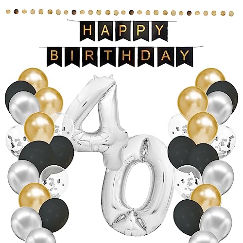 envami® Geburtstagsdeko 40 Geburtstag Deko - 40. Geburtstag Männer Frauen - Party Deko - Luftballons 40 Geburtstag - Happy Birthday Girlande Ballons - Birthday Decorations - Geburtstag Mann Frau von envami