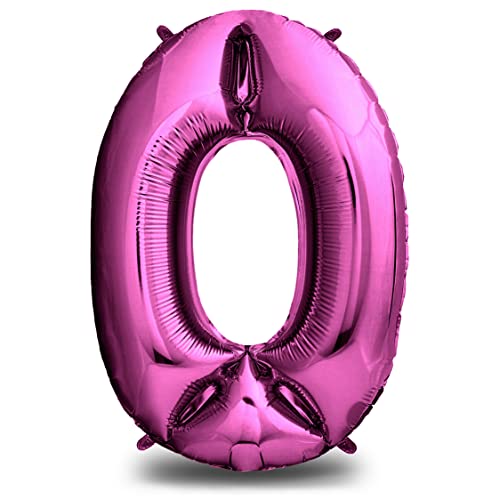 envami® Luftballon Geburtstag XXL Pink - Riesen Folienballon in 40" | 101cm Geburtstagsdeko | Ballon Zahl Deko zum Geburtstag | Geburtstagsdeko Mädchen Pink | fliegt mit Helium (Zahl 0) von envami