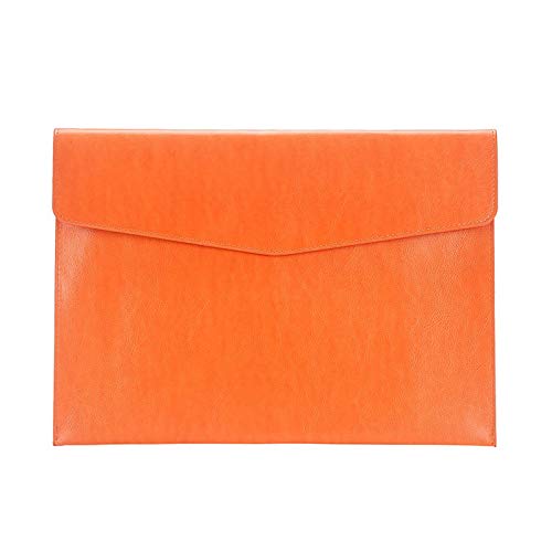 Enyuwlcm A4 Dokumentenmappe aus PU-Leder, mit Schnappverschluss, Orange von enyuwlcm