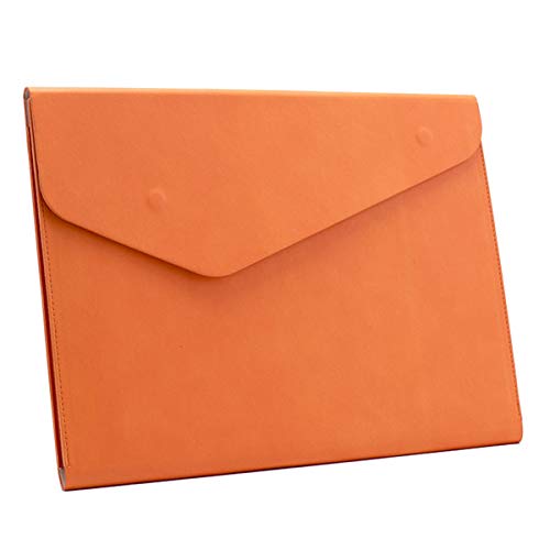 Enyuwlcm Dokumentenmappe aus PU-Leder, A4, wasserdicht, mit unsichtbarem Magnetverschluss, Orange von enyuwlcm