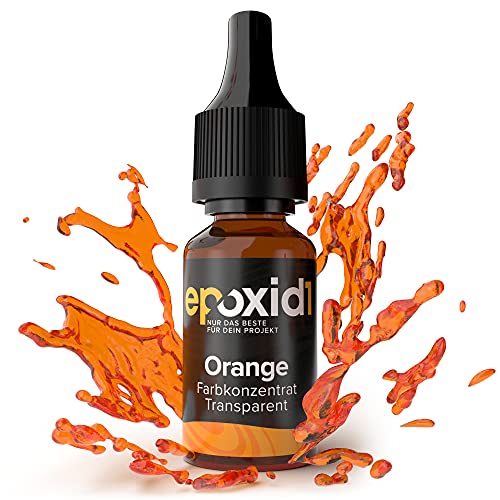 Epoxid1® transparente Farbe | orange hochkonzentrierte Epoxidharz Farbe | flüssige Tinte zum Färben von Kunstharz | kraftvoll & stark | Harz Farbe mit Tröpfchendosierer von epoxid1
