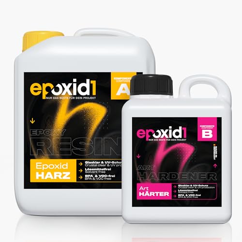 epoxid1® -ART- Epoxidharz mit Härter 3,15kg Set | glasklar & blasenfrei | ideal für Resin-Kunst bis 2cm | Für Anfänger & Profis | Premium Qualität Made in Germany von epoxid1