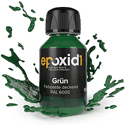 epoxid1® Farbpaste Epoxidharz | Deckende Epoxidharz Farbe | Paste zum Färben von Kunstharz | kräftig deckend & brilliant | Farben für Epoxidharz (Grün RAL-6005) von epoxid1