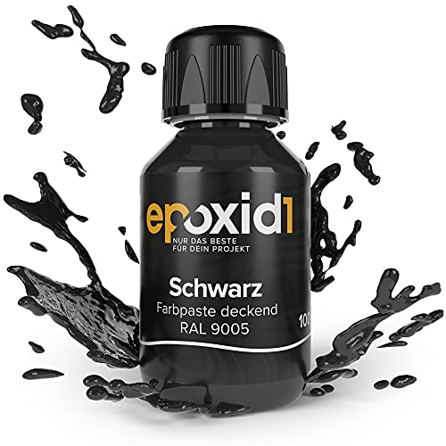 epoxid1® Farbpaste Epoxidharz | Deckende Epoxidharz Farbe | Paste zum Färben von Kunstharz | kräftig deckend & brilliant | Farben für Epoxidharz (Schwarz RAL 9005) von epoxid1