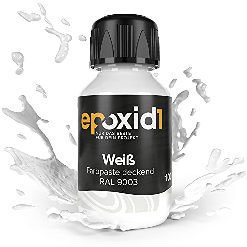 epoxid1® Farbpaste Epoxidharz | Deckende Epoxidharz Farbe | Paste zum Färben von Kunstharz | kräftig deckend & brilliant | Farben für Epoxidharz (Weiß RAL 9003) von epoxid1