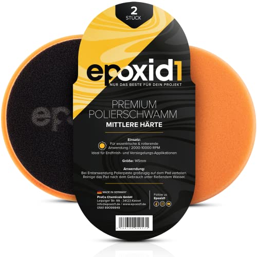 epoxid1® Polierpad - 2er Set | 145mm | Polierschwamm zum Polieren von Epoxidharz, Resinharz & Co | Polierscheibe für Poliermaschine & Excenter… von epoxid1