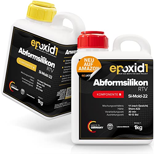 epoxid1® abformsilikon | Flüssiges Silikon | Zwei Komponenten Silikon | Abformmasse schadstofffrei & lebensmittelecht | Silikon zum Gießen und Selber Machen (2kg.) von epoxid1