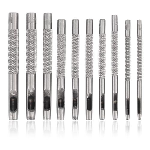 Hohlleder -Punsch -Set, 10pcs Stahl schweres Rundloch -Werkzeug mit Aufbewahrungsbox für Lederbearbeitung Bandgurtedichtungen Crafting Hohlleder -Punsch -Set, 10pcs Stahl schweres Rundloch -Werkzeug mit Aufbewahrungsbox für Lederbearbeitung Bandgurtedichtungen Crafting von equlup
