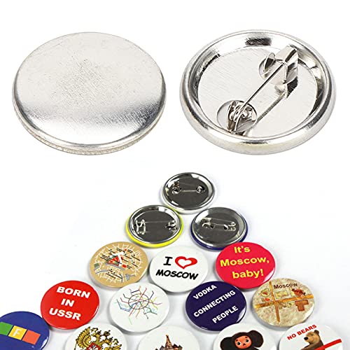 Leere Pin -Taste, 100pcs Runde Abzeichen Emblem Medal Metall Pin Knopfe Kit Abzeichen mit transparenter Dichtung für DIY -Handwerksmittel Geschenke (25mm) von equlup