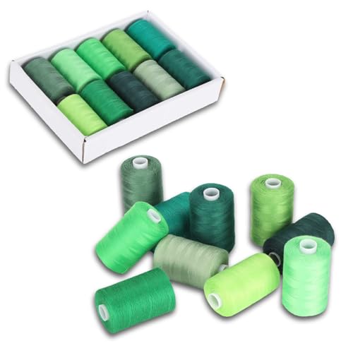 Nähgarn-Set, 10 Rollen für alle Zwecke Quilt garn Grün farbschema DIY Näh-Lines10Yards pro Spule für Heimwerker-Maschinen zubehör Nähgarn-Set, 10 Rollen für alle Zwecke Quilt garn Grün farbschema DIY Näh-Lines10Yards pro Spule für Heimwerker-Maschinen zubehör von equlup
