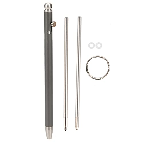 equlup Kugelschreiber, Mini Pencil EDC Tragbarer Schlüsselbund Stift im Freien reine Titan -Zeichen -Kugelschreiber -Tools mit Keychain zwei Nachfüllungen für das Schreiben von Buch (Grau) von equlup