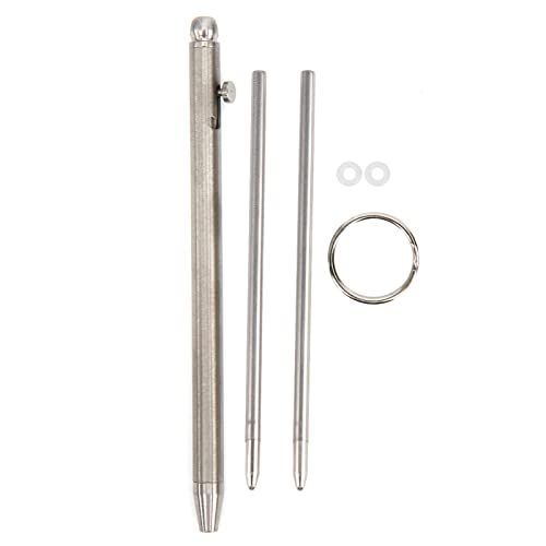 equlup Kugelschreiber, Mini Pencil EDC Tragbarer Schlüsselbund Stift im Freien reine Titan -Zeichen -Kugelschreiber -Tools mit Keychain zwei Nachfüllungen für das Schreiben von Buch (Silber) von equlup