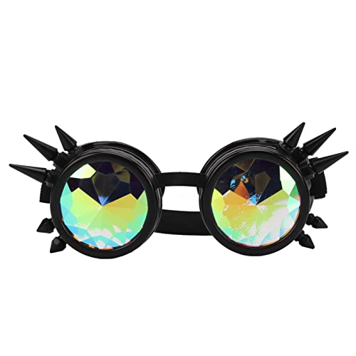 equlup Steampunk -Brille, Retro PC ABS Kaleidoscope Rave -Brille mit elastischen Band Halloween Kostüm für Punk Cyber ​​Gothic Cosplay Party (Silber) von equlup
