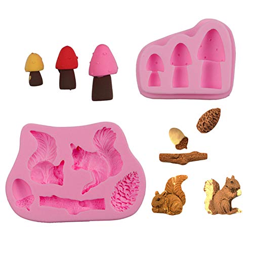 Eichhörnchen, Eichhörnchen, Tannenzapfen, Pilzkuchen, Silikon, Seife, Epoxidharz, Formen, DIY, Schokolade, Süßigkeiten, Keksform, Fondant, Kuchendekoration, Backwerkzeug, 2 Stück Eichhörnchen, Eichhörnchen, Tannenzapfen, Pilzkuchen, Silikon, Seife, Epoxidharz, Formen, DIY, Schokolade, Süßigkeiten, Keksform, Fondant, Kuchendekoration, Backwerkzeug, 2 Stück von erhumama