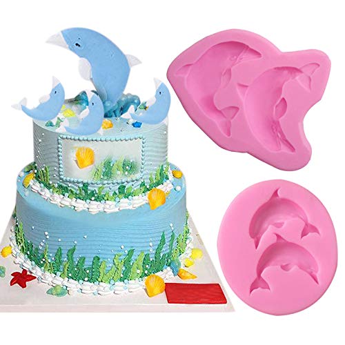 erhumama Delfin-Silikonform, 2 Packungen, lebensmittelechtes Backwerkzeug für Kuchendekoration, Schokoladenherstellung, Seifenherstellung, mikrowellen- und ofenfest von erhumama