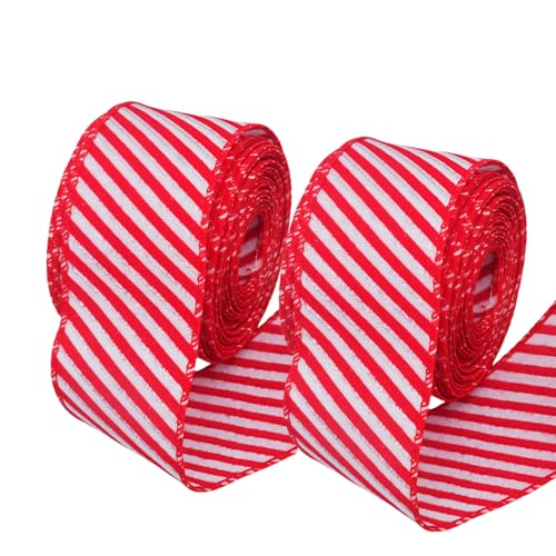 2 Rollen 6,3 cm 2 Rollen 6,3 cm rot-weiß gestreiftes Band – 4,5 m Draht, Ripsband für Weihnachtsgeschenkverpackung, Baumdekoration und Bastelarbeiten 2 Rollen 6,3 cm 2 Rollen 6,3 cm rot-weiß gestreiftes Band – 4,5 m Draht, Ripsband für Weihnachtsgeschenkverpackung, Baumdekoration und Bastelarbeiten von ericotry