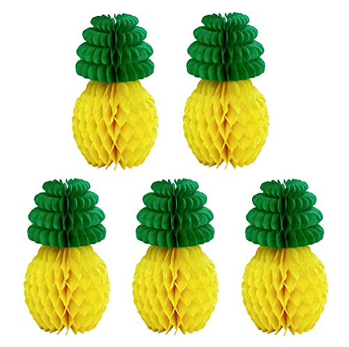 5 Stück 30,5 cm Ananas-Waben-Tafelaufsätze aus Seidenpapier, Ananas, Luau, Partydekorationen, Tischdekoration zum Aufhängen für hawaiianische Sommer, Luau-Partyzubehör, Gastgeschenke von ericotry