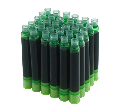 Hongdian Füllfederhalter Tintenpatronen Hellgrün Farbe, 30 Stück Tinte Nachfüllpatronen, 3,4 mm Bohrung Durchmesser von erofa
