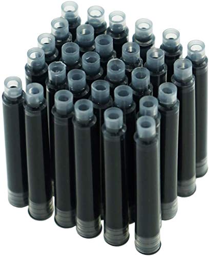 erofa Hongdian Füllfederhalter-Tintenpatronen Schwarz Farbset, 30 Stück Tinten-Nachfüllpatronen, 3,4 mm Bohrungsdurchmesser von erofa