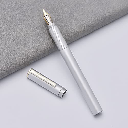 Hongdian H3 Silber-Füllfederhalter, Iridium, extra feine Feder, glattes Schreibgerät mit Konverter und Stiftetui aus Metall Hongdian H3 Silber-Füllfederhalter, Iridium, extra feine Feder, glattes Schreibgerät mit Konverter und Stiftetui aus Metall von erofa