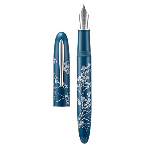 erofa Hongdian N23 Blau Hase Füllfederhalter, Iridium Extra Feine Feder Silber Trim, Neujahr Glück Hase Schnitzerei Design, Glatt Schreibstift mit Konverter und Metall Stift Box Set von erofa