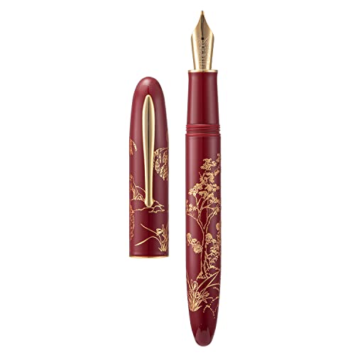 erofa Hongdian N23 Red Rabbit Füllfederhalter, Iridium Extra Feine Feder Gold Trim, Neujahr Glück Hase Schnitzerei Design, Glatt Schreibstift mit Konverter und Metall Stift Box Set von erofa