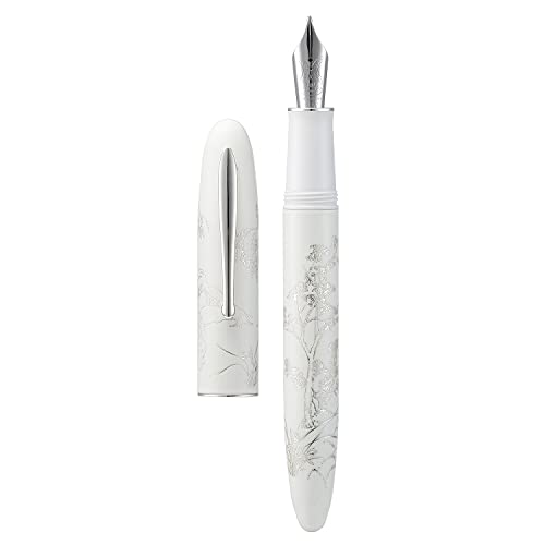 erofa Hongdian N23 Weißer Hase Füllfederhalter, Iridium Extra Feine Feder Silber Trim, Neujahr Glück Hase Schnitzerei Design, Glatt Schreibstift mit Konverter und Metall Stift Box Set von erofa