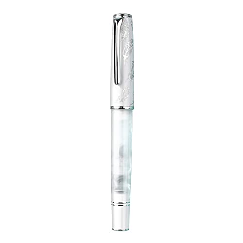 Hongdian N8 Füllfederhalter, weiße Farbe, Iridium, feine Spitze, glattes Schreibgerät mit Konverter und Metallstiftetui von erofa