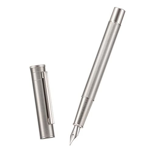 Hongdian Silber Edelstahl Füllfederhalter, extra feine Feder, modernes Design, glatter Schreibstift mit Konverter und Metallstiftetui-Set Hongdian Silber Edelstahl Füllfederhalter, extra feine Feder, modernes Design, glatter Schreibstift mit Konverter und Metallstiftetui-Set von erofa