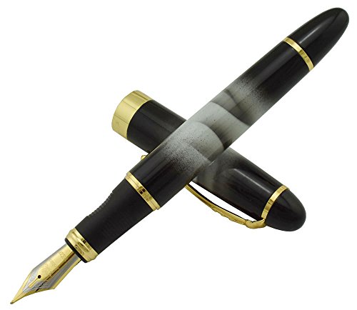 JinHao 450 Füllfederhalter, grau/weiß, gemustert, 18 KGP Medium vergoldete Feder, Advanced Signature Business Pen von erofa