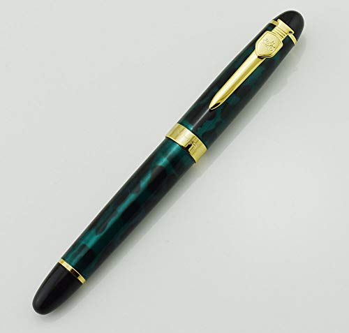JinHao X450 Füllfederhalter, luxuriös, grünes Leopardenmuster, 18KGP, mittlere Feder, Advanced Signature Business Pen von erofa