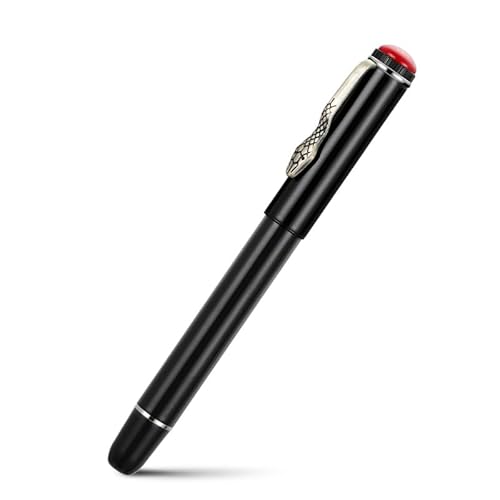 Jinhao 025 Füllfederhalter Snake Clip, feine Feder, Schreibstift mit Tintenkonverter (Vivid Black) von erofa