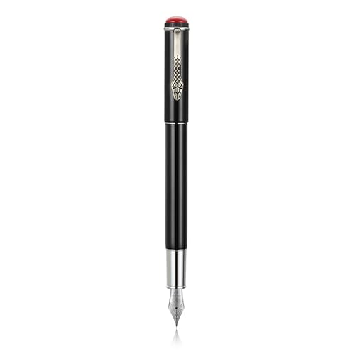 Jinhao 025 Füllfederhalter Snake Clip, mittlere Feder, Schreibstift mit Tintenkonverter (Vivid Black) von erofa