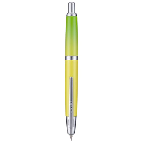 Jinhao 10 Serie Press Füllfederhalter, Farbverlauf, Grün, einziehbare, feine Feder, mit Tintenkonverter und Stiftebox aus Metall (Silber-Clip-Version) von erofa