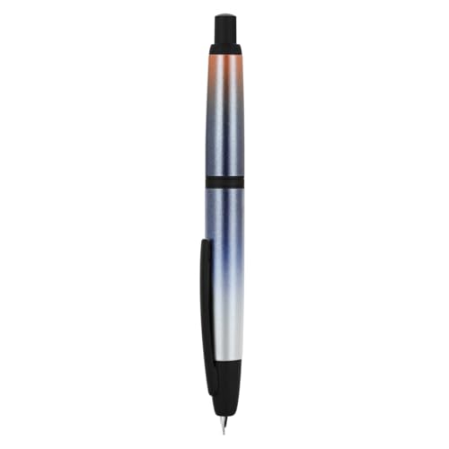 Jinhao 10 Series Press Füllfederhalter, Farbverlauf, Dunkelblau, einziehbar, mittlere Feder, mit Tintenkonverter und Stiftebox aus Metall (schwarze Clip-Version) von erofa