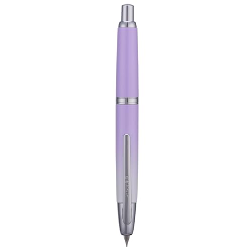 Jinhao 10 Series Press Füllfederhalter, Farbverlauf, Hellviolett, einziehbar, mittlere Feder, mit Tintenkonverter und Stiftbox aus Metall (Silber-Clip-Version) von erofa