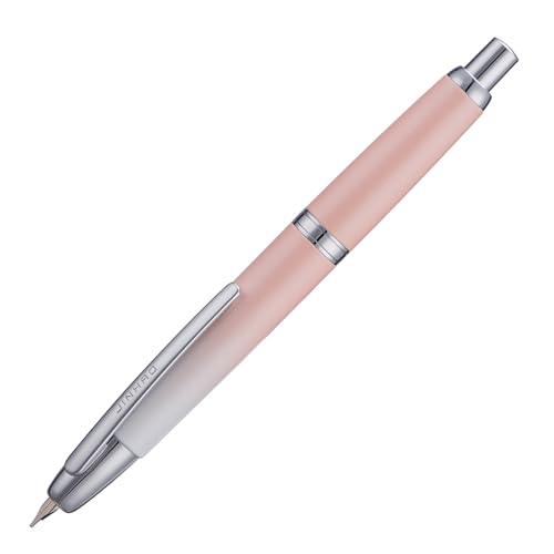 Jinhao 10 Series Press Füllfederhalter, Farbverlauf, Pfirsichrosa, einziehbare feine Feder, mit Tintenkonverter und Stiftebox aus Metall (Silber-Clip-Version) von erofa