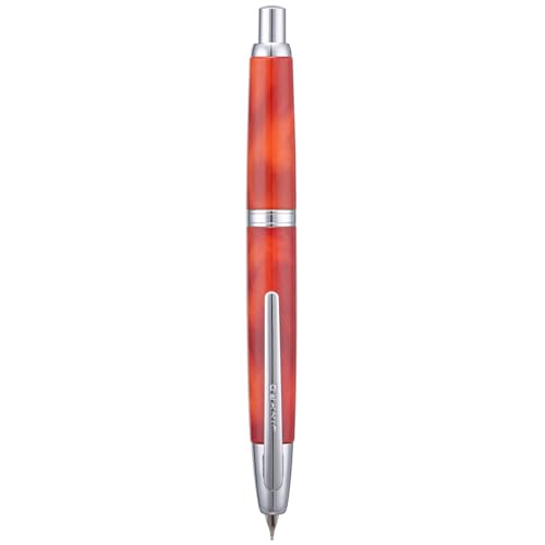 Jinhao 10 Series Press Füllfederhalter, Vulkanrot, einziehbare feine Feder, mit Tintenkonverter und Stiftebox aus Metall (Silber-Clip-Version) von erofa