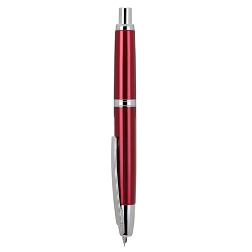 Jinhao 10 Series Press Füllfederhalter, rosarot, einziehbar, mittlere Feder, mit Tintenkonverter und Stiftebox aus Metall (Silber-Clip-Version) von erofa