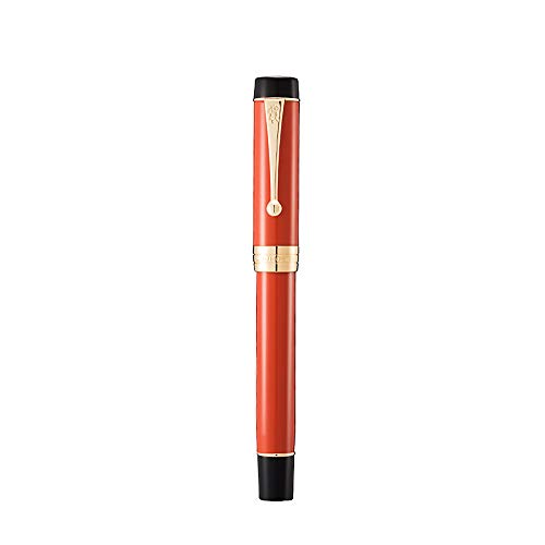 Jinhao 100 Series Füllfederhalter, extra feine Feder, roter Kunstharz, goldfarbener Rand, mit Stiftetui von erofa