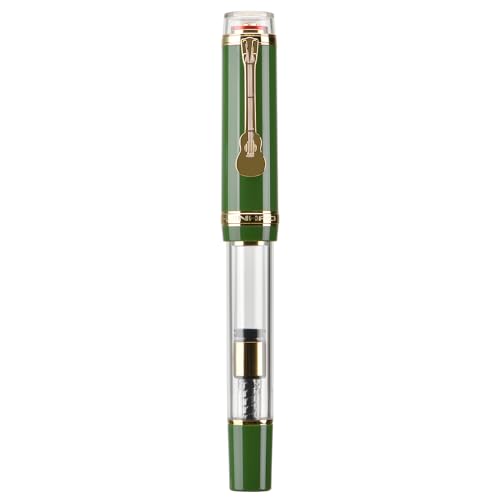 Jinhao 1935 Tiandao Füllfederhalter, Size 8 mittlere Feder, goldener Gitarrenclip, grünes und transparentes Acryl mit Konverter von erofa