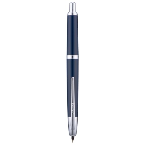 Jinhao 20 Series Press Füllfederhalter, Dunkelblau, einziehbare extra feine Feder mit Tintenkonverter-Set (silberner Clip) von erofa