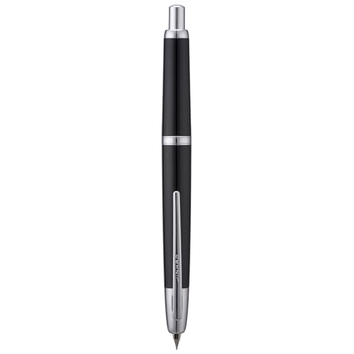 Jinhao 20 Series Press Füllfederhalter, Klavierschwarz, einziehbare feine Feder mit Tintenkonverter-Set (silberner Clip) von erofa
