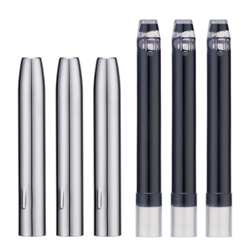 Jinhao 3er Pack Füllfederhalter Zubehör ohne Kappe Metallschutz mit schwarzen Tintenpatronen Lochdurchmesser 5,5mm von erofa