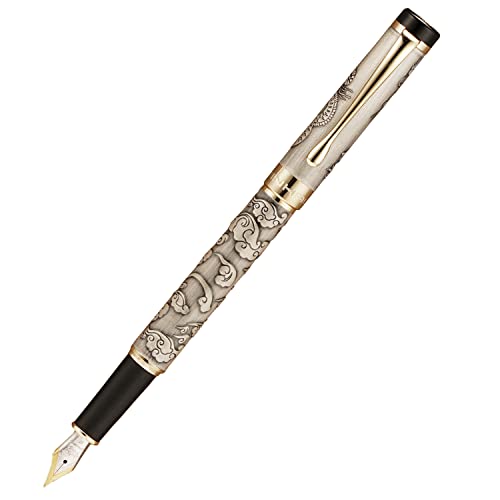 Jinhao 5000 Vintage Luxuriöser Metall-Füllfederhalter, schöne Drachenstruktur, antikes Grau von erofa