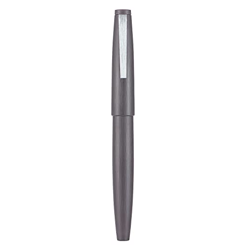 Jinhao Füllfederhalter 80, gebürstet, Iridium, extra feine Spitze mit Konverter und kleiner Stifttasche, silberfarbener Clip, Grau von erofa