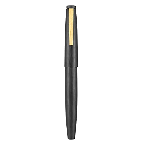 erofa 80 schwarze Faser-Füllfederhalter, extra feine Spitze mit Konverter und kleiner Stifttasche, Set (goldener Clip) von erofa